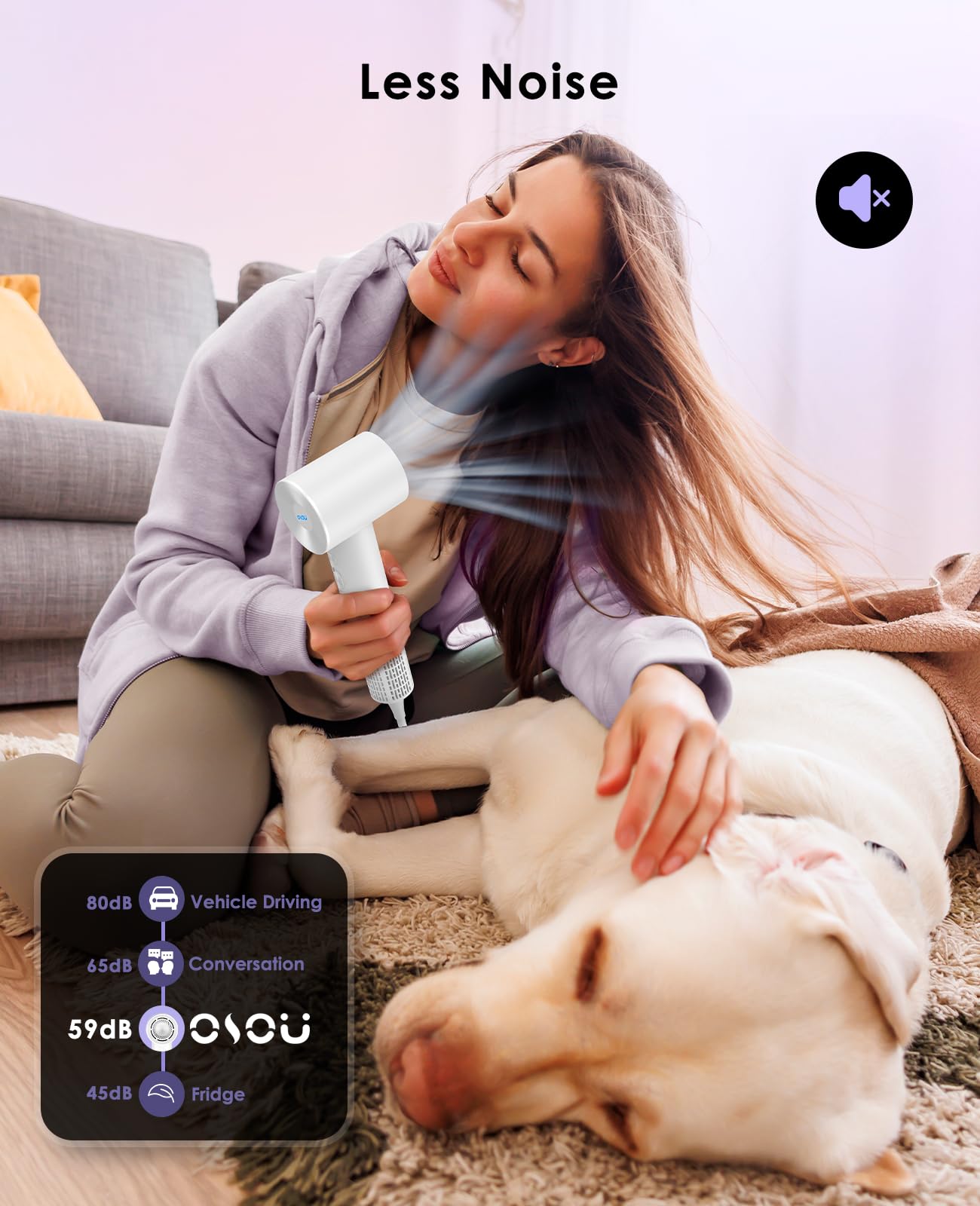 OSOU Hair Dryers, Negative Ionic Hair Dryer, High-Speed Blow Dryer with 110, 000 RPM Brushless Motor, Fast Drying Lightweight Travel Hairdryer, Low Noise Home Hair Dryer with Smooth Nozzle