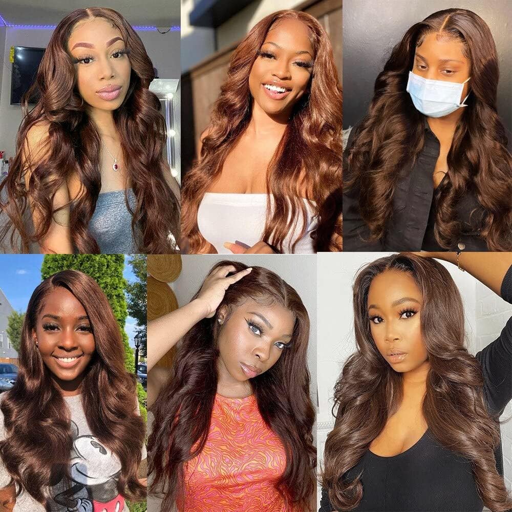 Ailabi Brazilian Chocolate Brown Human Hair Bundles 8 10 12 Inch Body Wave Bundles Human Hair 11A Unprocessed Virgin Quick Weave Sewn In Hair for Black Women
