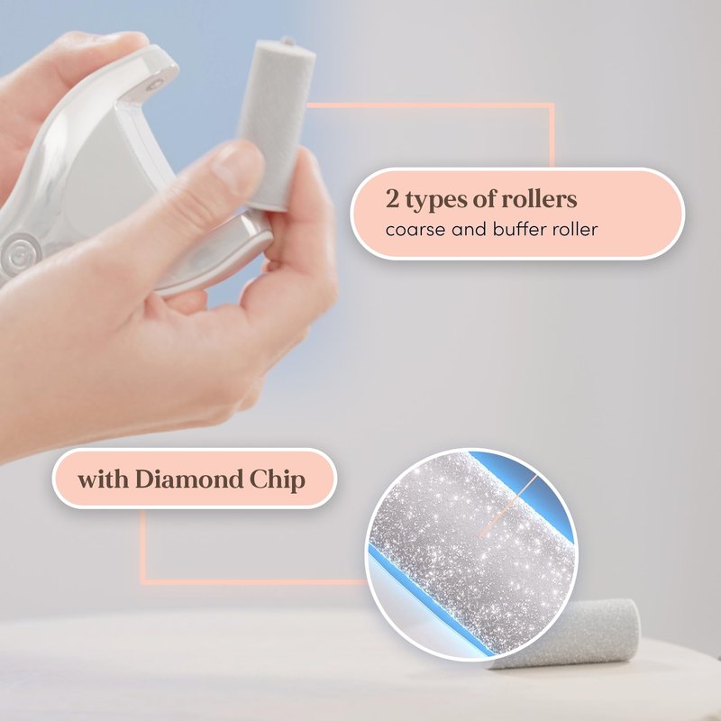 Personal Pedi Diamond Electric Foot Callus Remover for Feet - Water Resistant Electronic Foot File with LED Battery Display, 2 Speeds, Rechargeable Pedicure Kit for Hard Skin Remover & Cracked Heels