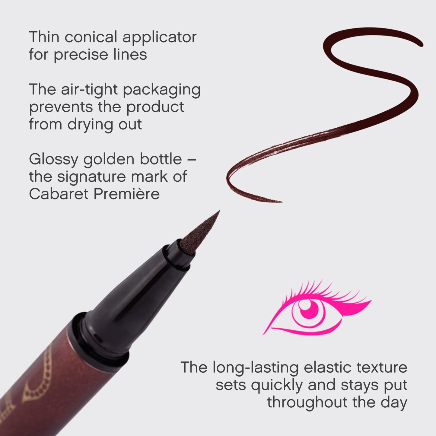 Vivienne Sabó Cabaret Premiere Eyeliner Pen – Felt Tip Liquid Eyeliner, Matte Long Wear Eye Liner, Smudge-Proof Quick-Dry Precision Line Formula, Easy Removal, Brown, 0.04 fl oz