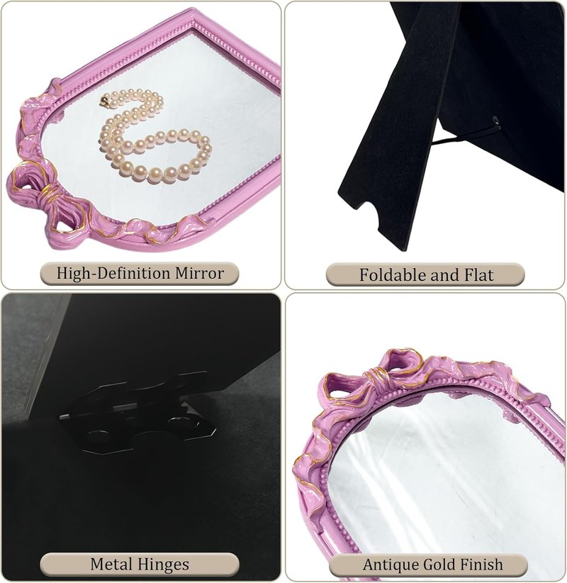 Pink Bow Mirror - Elegant Wall-Mounted Makeup Mirror | 13x10 Inch Decorative Accent for Nursery & Bedroom