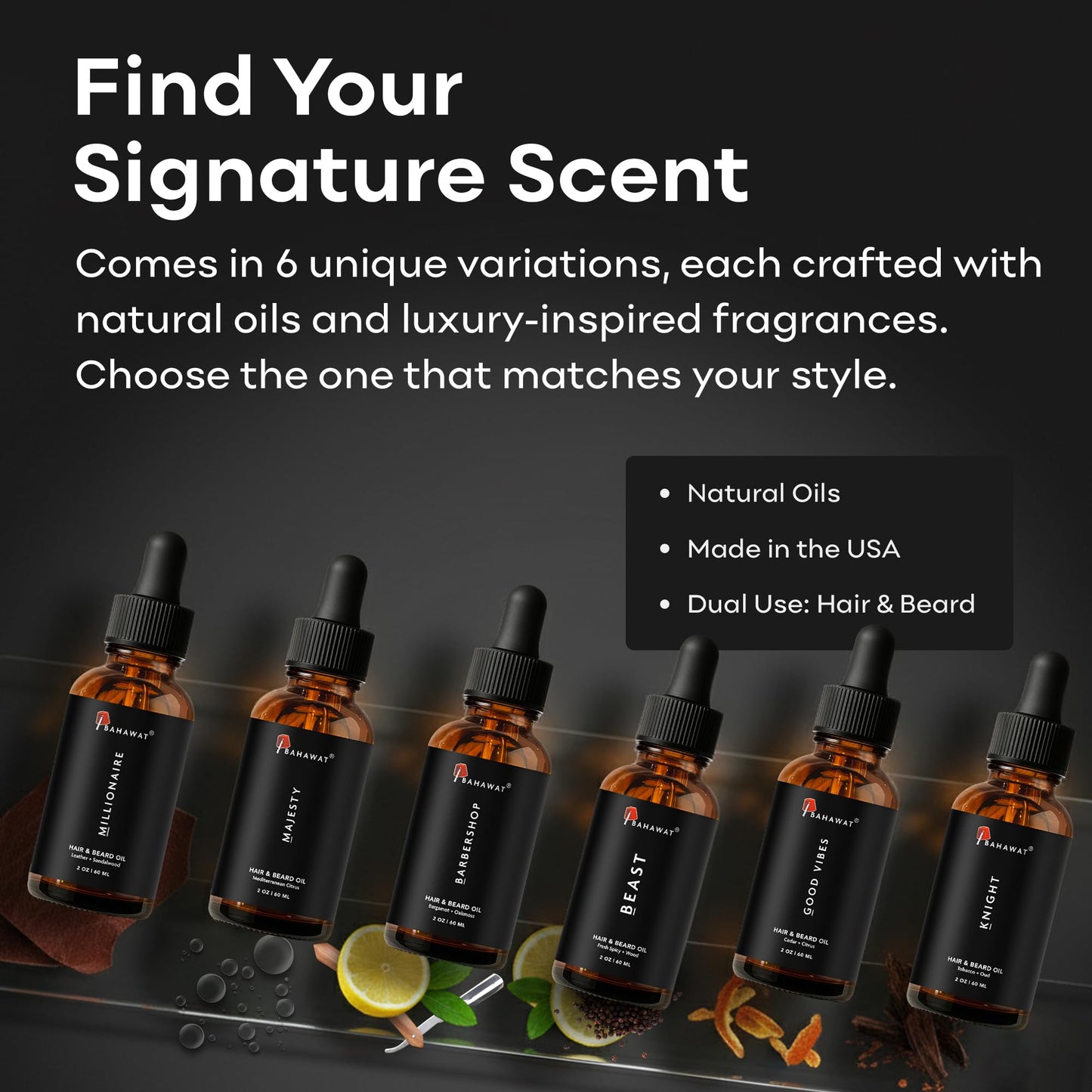 BAHAWAT Beard Oil -Premium Beard Oil Conditioner & Softener - Tobacco Oud scent- Eliminates Beard Itch, Promote a Healthy, Full Beard, Natural Ingredients, 2 ounce.