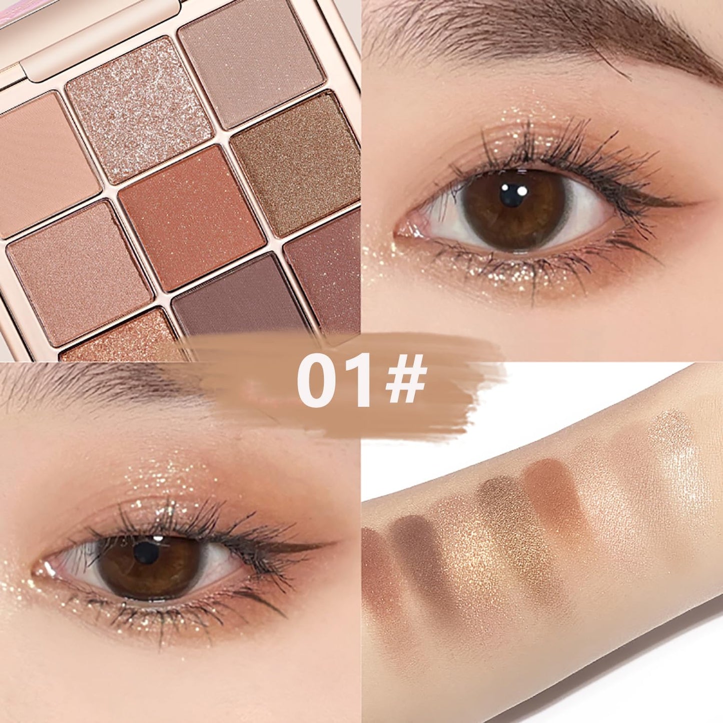 XFEXM 9 Colors Eyeshadow Palette, Matte & Shimmer & Glitter Eye Shadow, Highly Pigmented Silky Smooth Powder Waterproof Long Lasting Makeup Palettes. (Color 1)