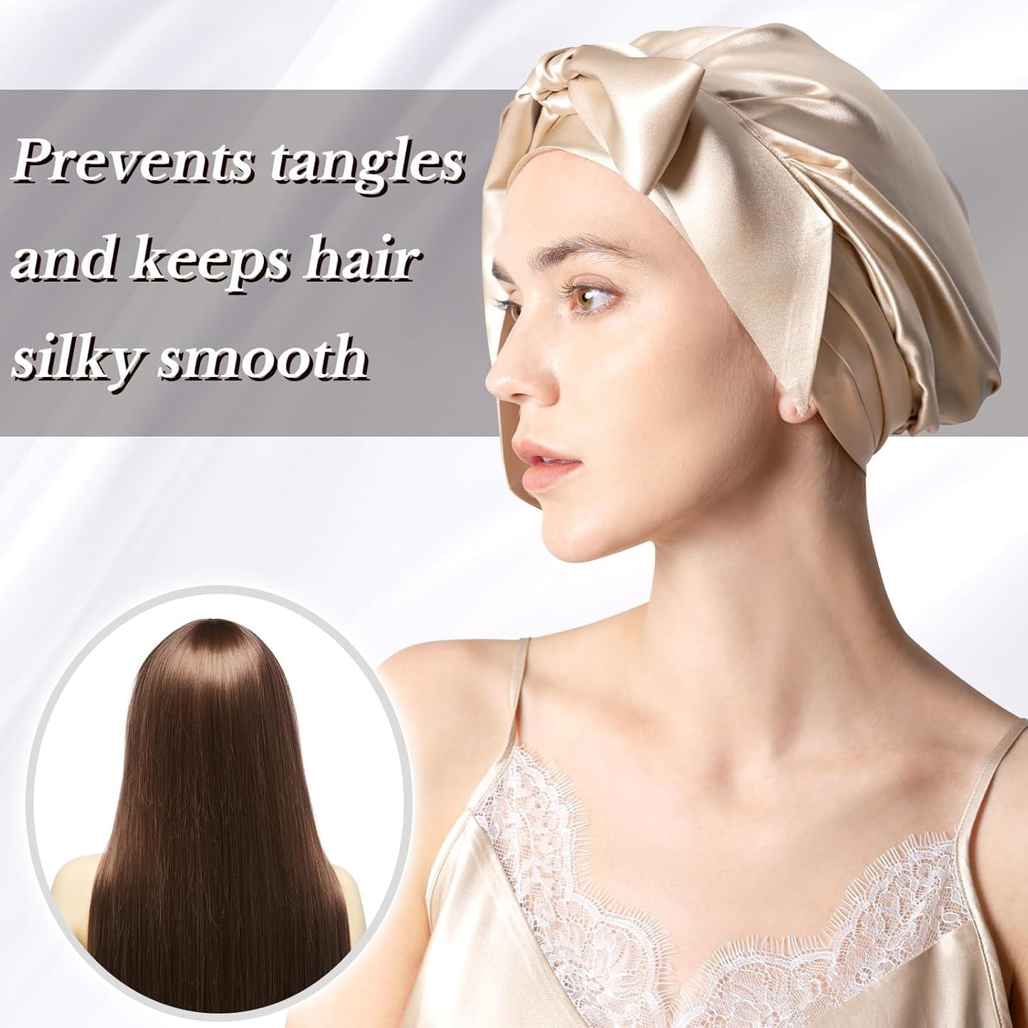 Mulberry Silk Bonnet for Sleeping | 22 Momme Grade-6A Hair Wrap for Short & Long Curly Hair