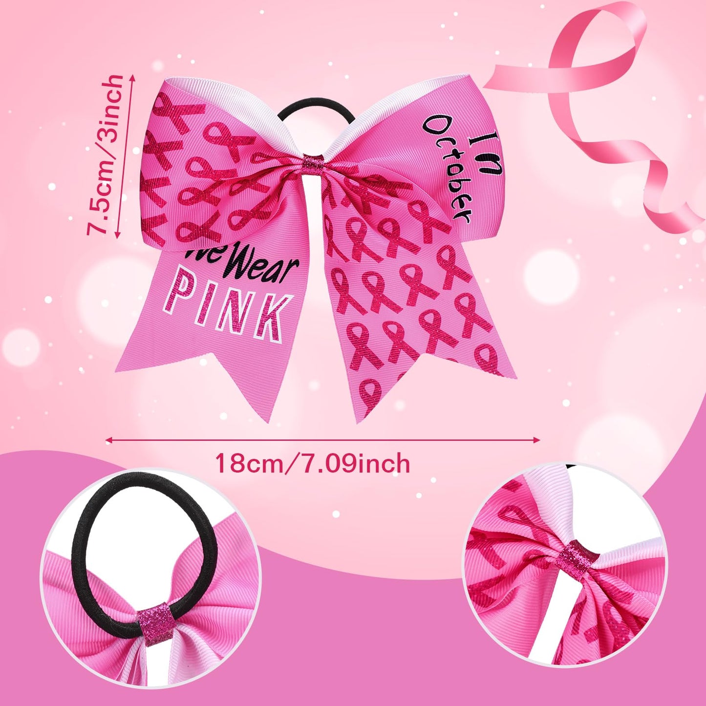 Suncalla 48 Pcs 7'' American Flag Cheer Hair Bows Patriotic Red White Blue Hair Bow 4th of July Scrunchie with Elastic Ponytail Holder 250th Anniversary Accessory for Women (Cute,Pink)