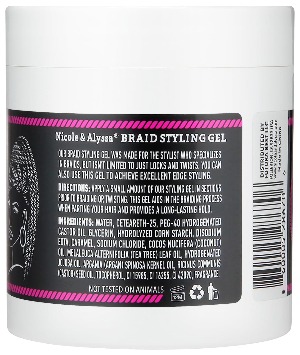 Nicole & Alyssa - Braiding Gel - Delivers smooth, sleek styles with extra hold, frizz control. Leaves no flakes or buildup, perfect for braids, locs, and twists.