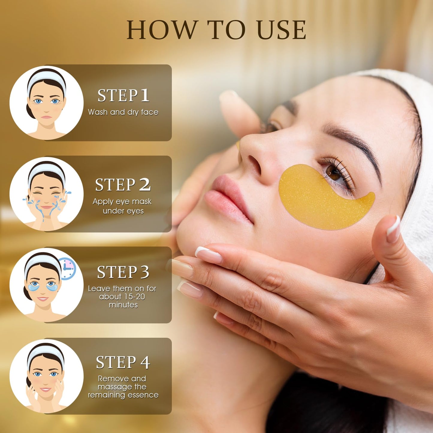 YOYORY Under Eye Patches for Dark Circles & Puffy Eyes-60 Hydrogel Eye Mask Patches with Caffeine, Collagen, Hyaluronic Acid- Anti Wrinkle Smile Line Patches, Self Care Gifts for Women,Rose Gold
