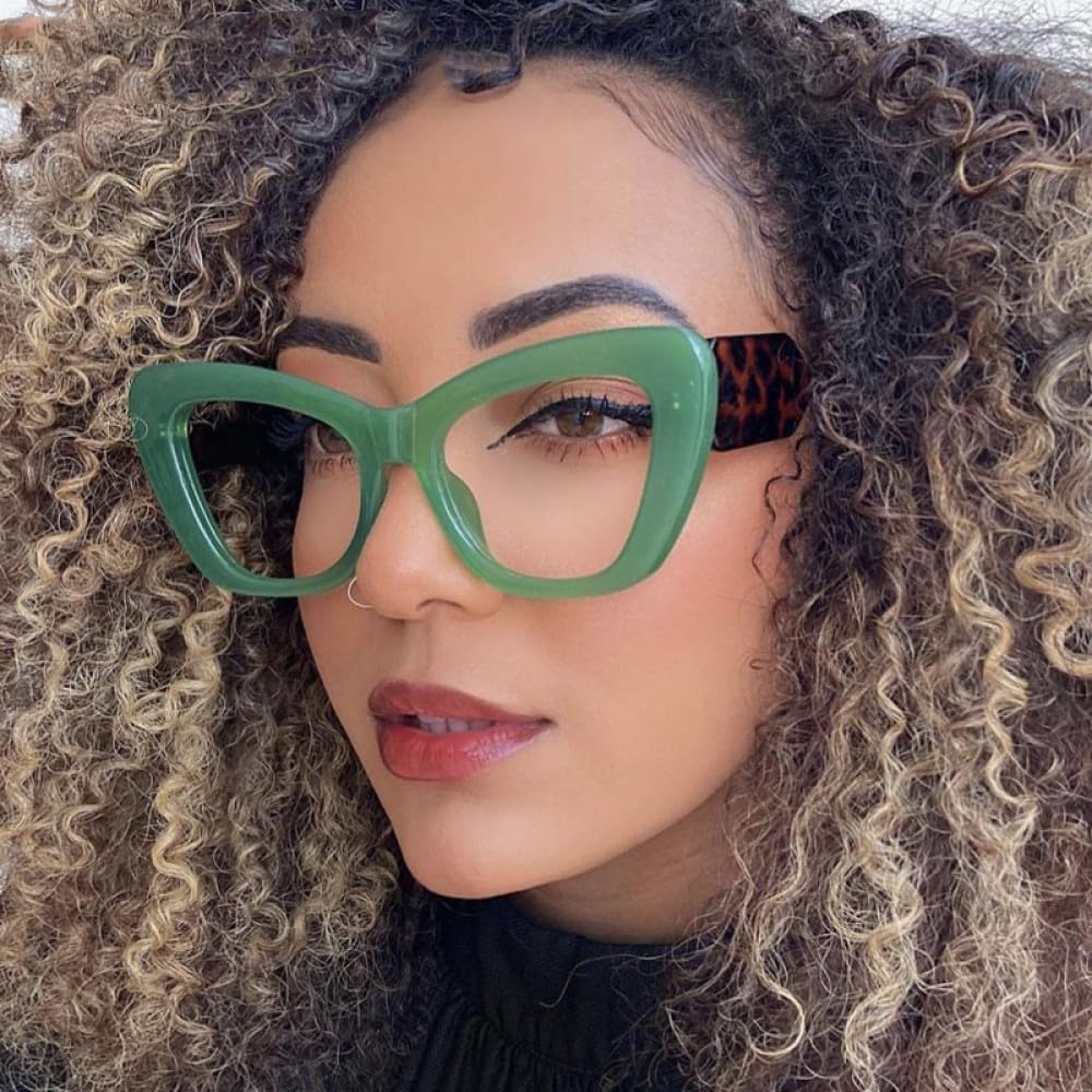 TYUVIVO Fashion Cat Eye Sunglasses Women Vintage Luxury Sun Glasses UV400 Oversized Eyewear,Green clear,One size