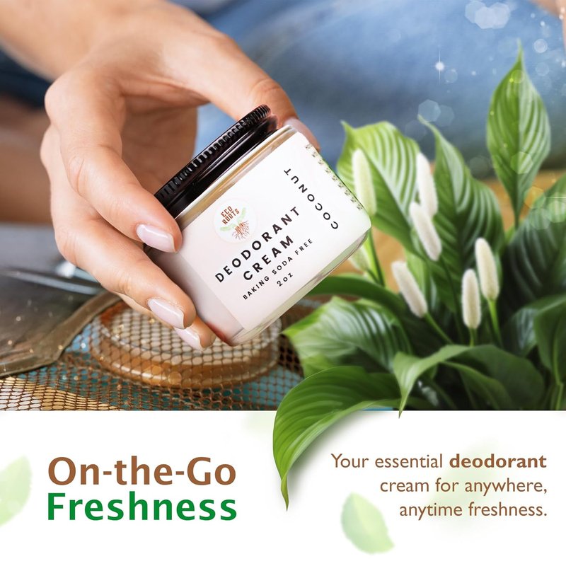 Natural Deodorant Cream for Women & Men - Organic, Aluminum-Free, Vegan | Coconut Scent, Baking Soda Free