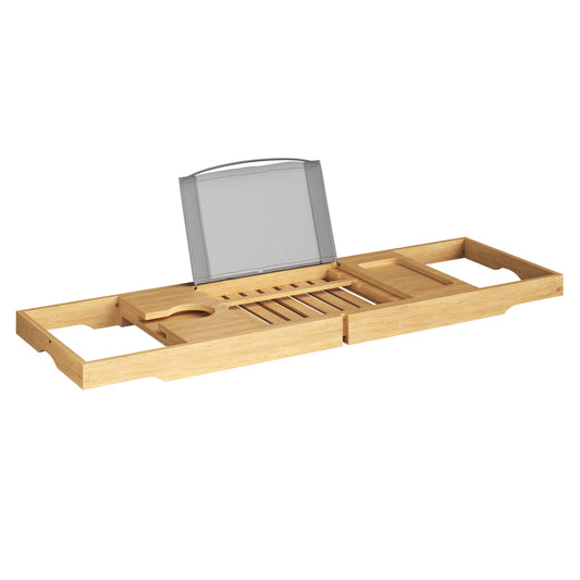 Bamboo Bathtub Caddy Tray with Extending Wood Sides -Fits Any Bath, Hot Tub and Jacuzzi