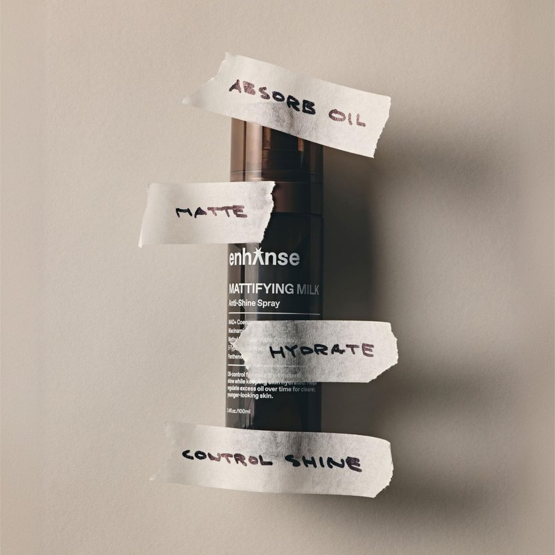 Enhanse Mattifying Milk Anti Shine Face Spray for Men, Oil Control Mist with Niacinamide, Hyaluronic Acid Complex, NAD+ Coenzyme and Panthenol, Skin Care for Men, Travel Size, 3.4 Fl Oz