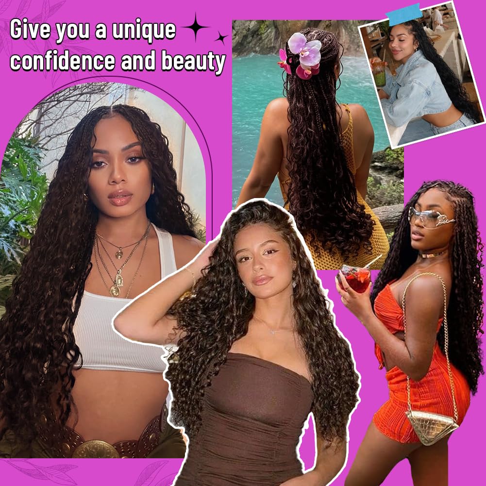 100 Percent Human Boho Braiding Hair Deep Wave Bulk Boho Hair for Braiding Curly Bundles (18inch,#4 Natural Brown)