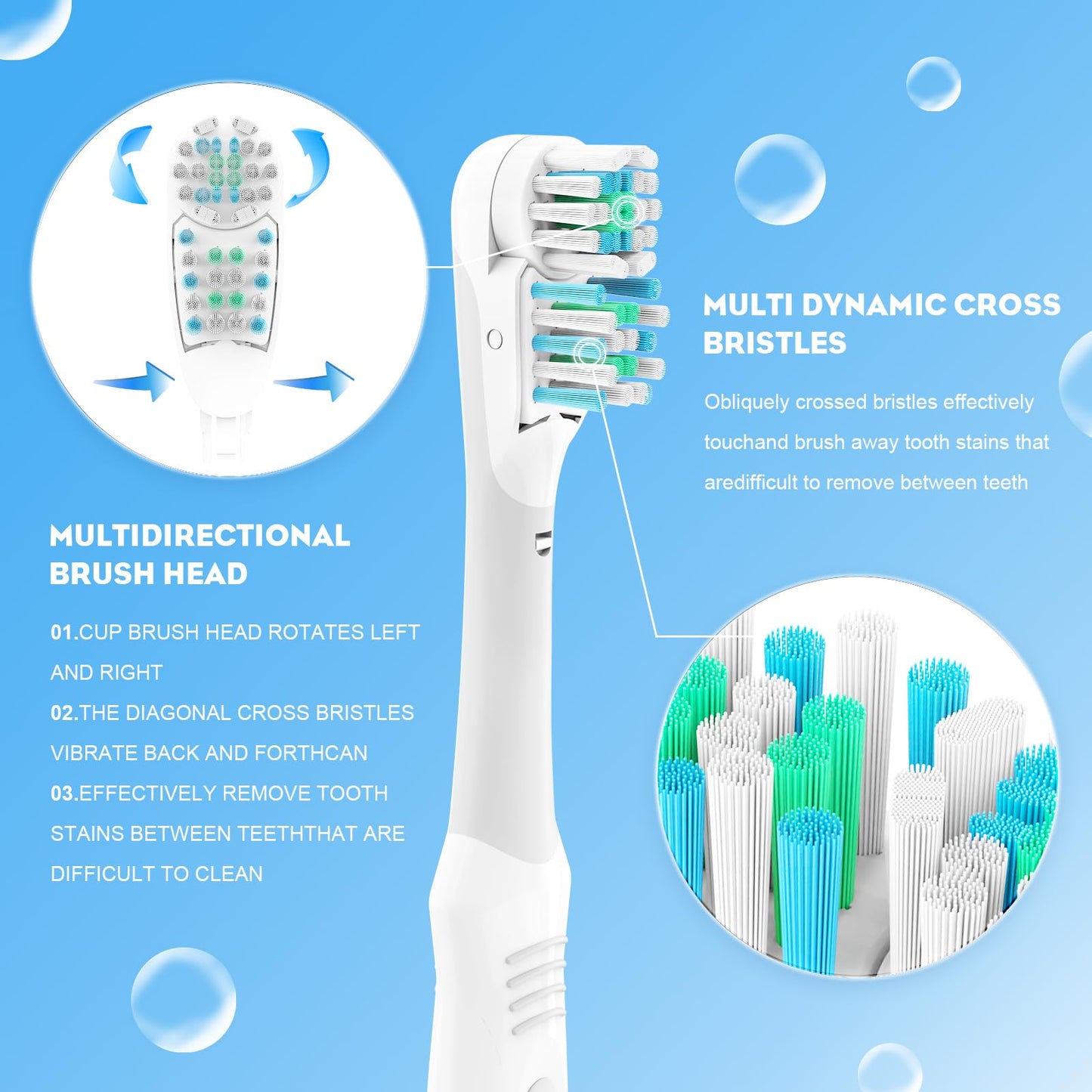 20Pcs Spinbrush Oral Toothbrush Replacements Heads Dual Cross Action Clean Attachments Sensitive Brush Refill Rotating Sets 3D White Fit for Oral B 4732 3733 4734