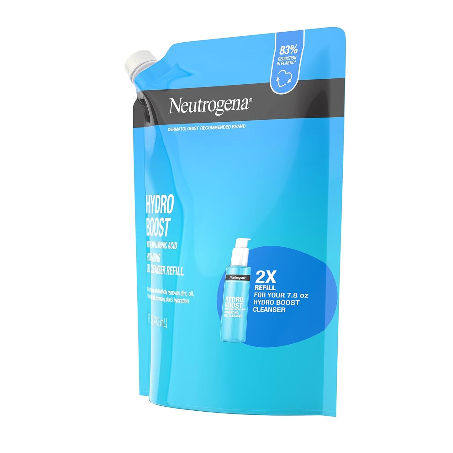 Neutrogena Hydro Boost Facial Cleansing Gel - Lightweight Hydrating Face Wash with Hyaluronic Acid | 16 fl. oz Refill Pouch