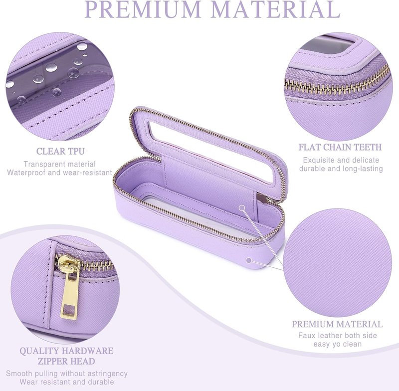 Travel Makeup Set - Waterproof Transparent Cosmetic Bag & Toiletry Organizer | Purple, L+M+Slim