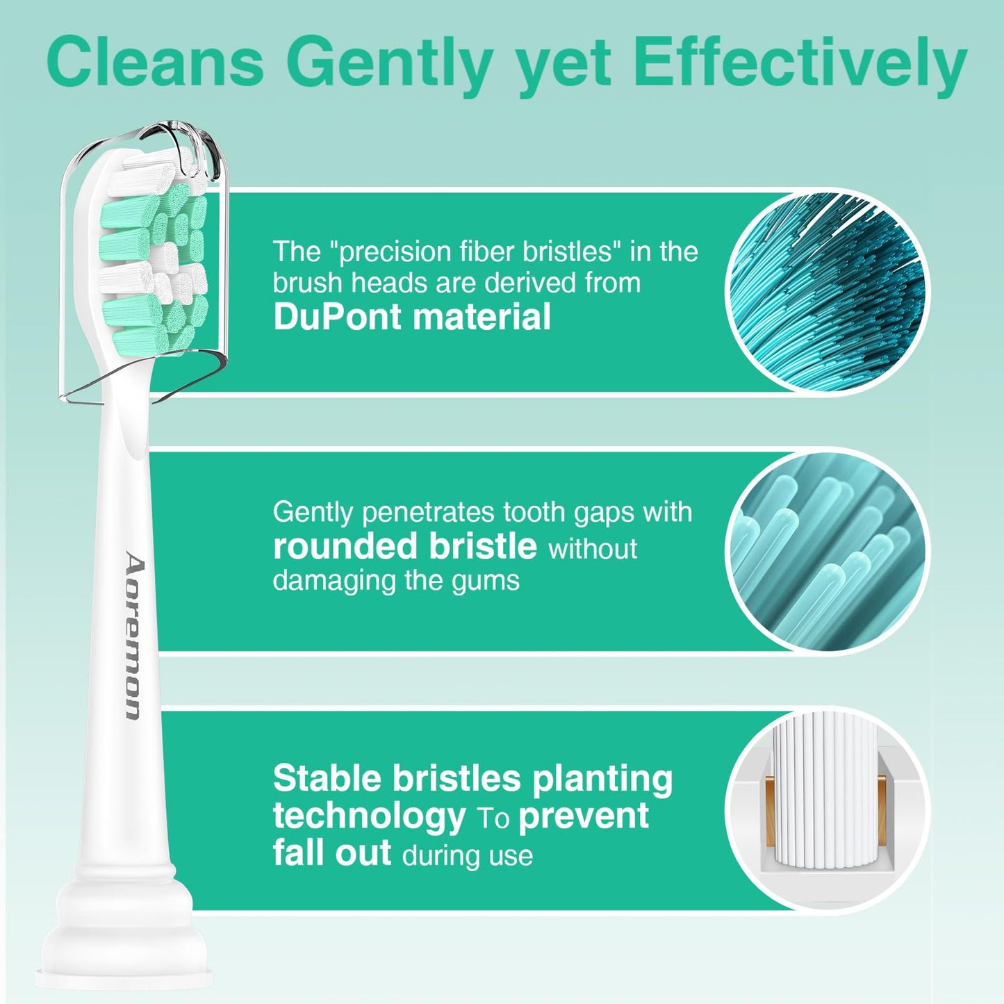 Aoremon Replacement Heads for Philips Sonicare C2 W, 8 Count White