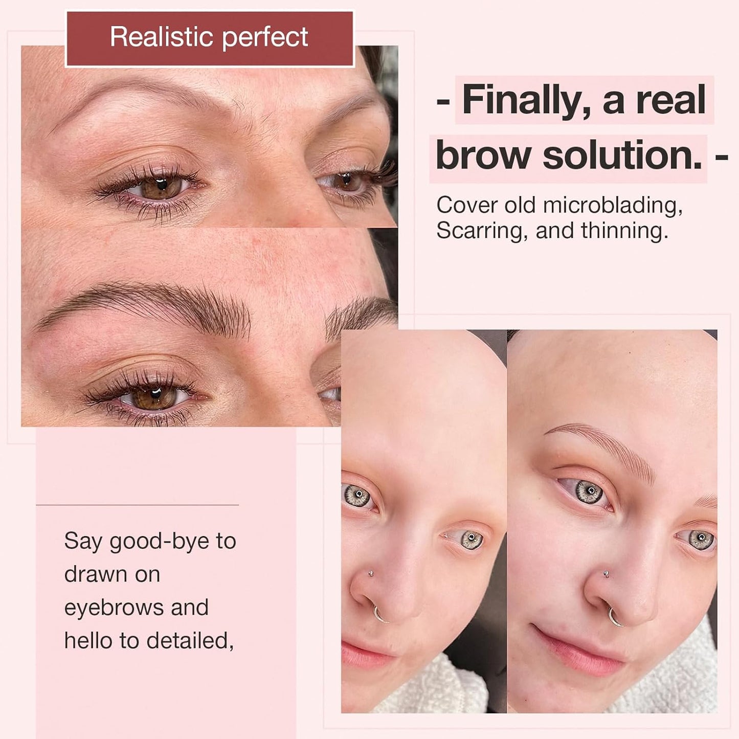 Eyebrow Tattoo Stickers - 20 Sheets Waterproof 4D Hair-Like Natural Peel-Off Transfers | Natural Brown