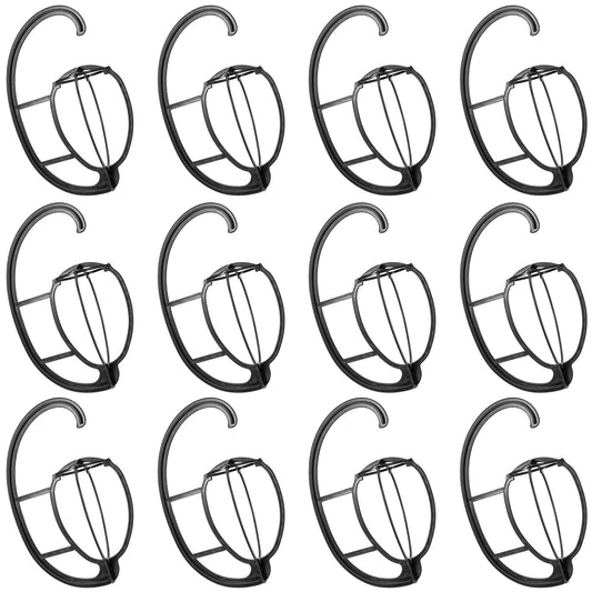 MANCHAP 12 Pack 15 Inch Black Wig Hanger, Plastic Hanging Wig Head Stand for Multiple Wigs and Hats