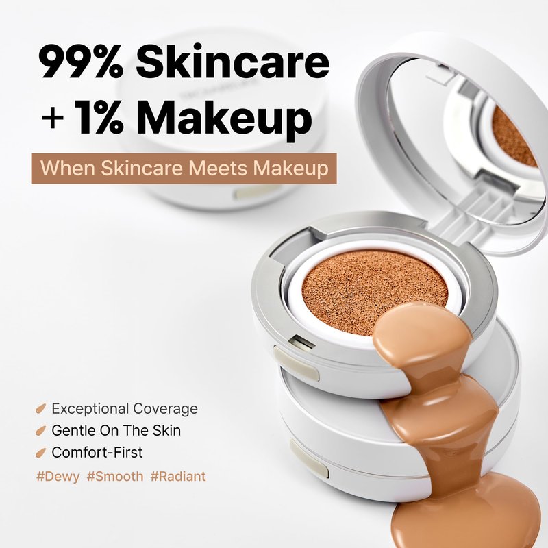 TROIAREUKE A+ Cushion Foundation (Shade 21) I Natural Coverage Foundation Makeup, Moisturizing Finish for Sensitive, Oily, Combination Skin, Skin Care Cushion I Korean Aesthetic Makeup