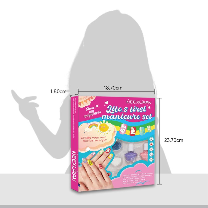 NEEXUAAN Kids Nail Polish, 15 PCS Nail Art Kit, Non-Toxic Toddler Nail Polish, Quick Dry Water-Based Peelable Fingernail Polish for Girls, for Ages 6-12 Girls Birthday, Halloween, Christmas Gifts