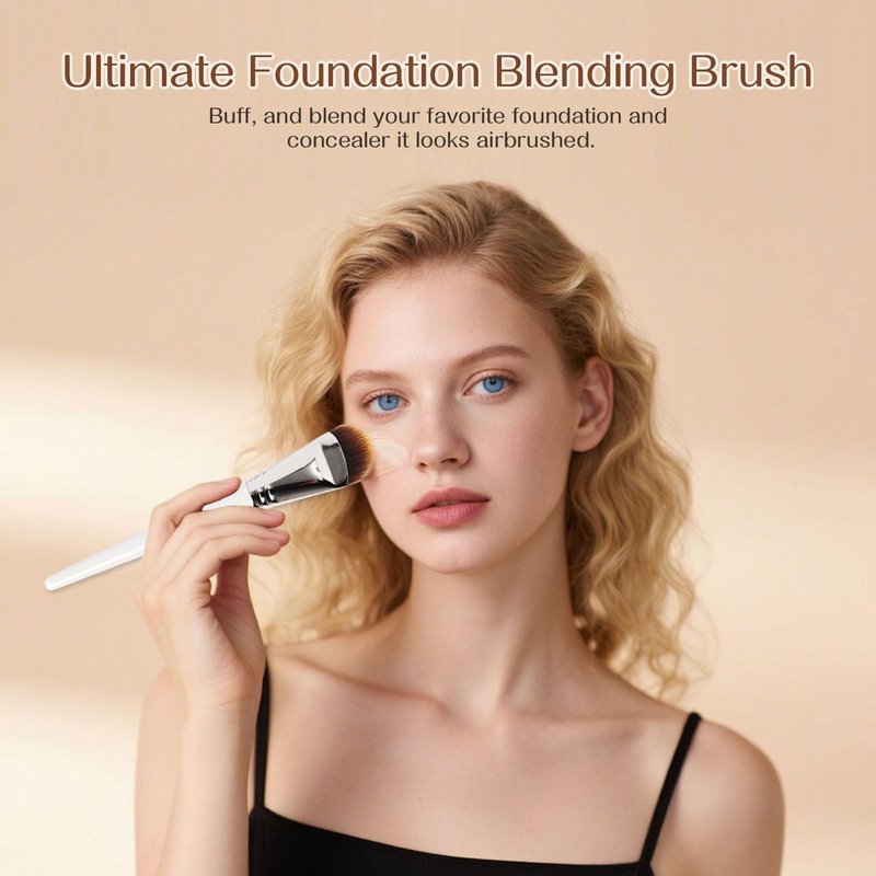 SEINGTOOM Flat Foundation Brush, Korean Makeup Brush, Soft Synthetic Bristles for Liquid & Cream Foundation, Concealer Contour, Seamless and High-Coverage Face Makeup (white)