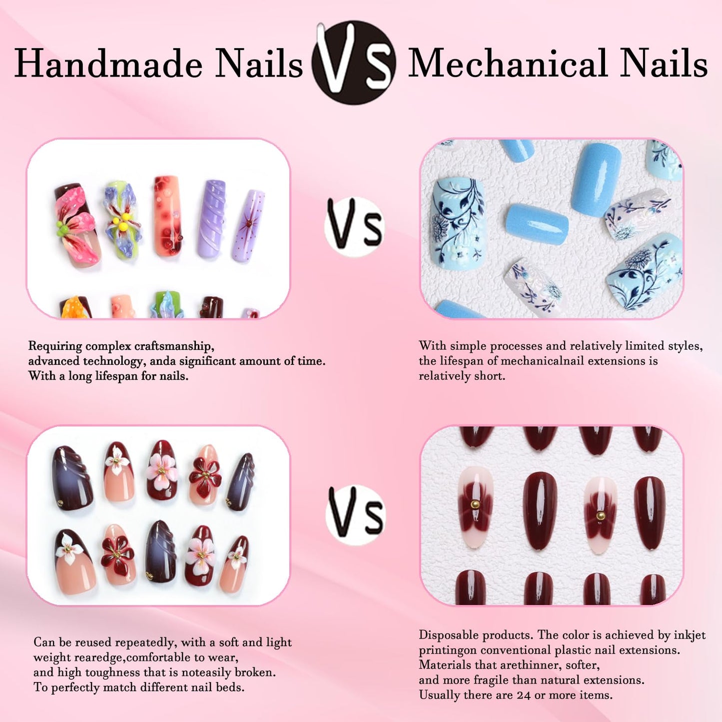 Duck Press on Nails Handmade Acrylic Nails Press Ons 3D Luxury Rhinestone Butterfly Designs Muti-Layer Gel Medium False Nails Full Cover Thicken Stick on Nails for Women Nail Art DIY 10 Pcs（M)