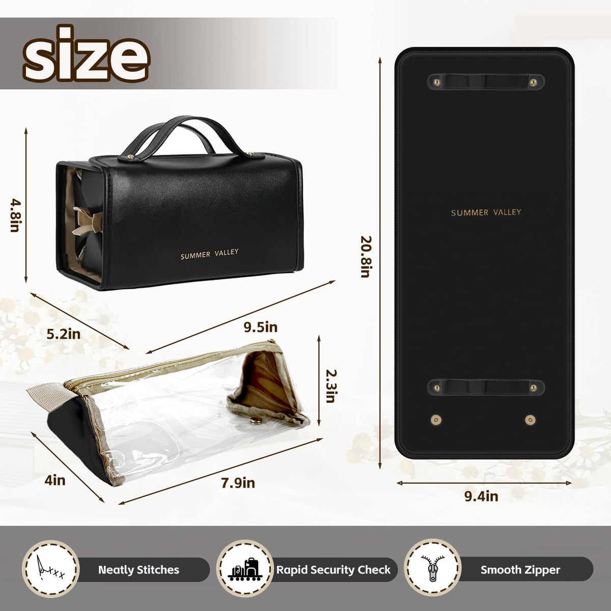 YDR Travel Makeup Bag for Women, 4-in-1 Roll Up Toiletry Bag with 4 Detachable Clear Pouches, PU Leather Makeup Organizer Case with Top Handle for Brushes, Skincare, Cosmetics and Travel