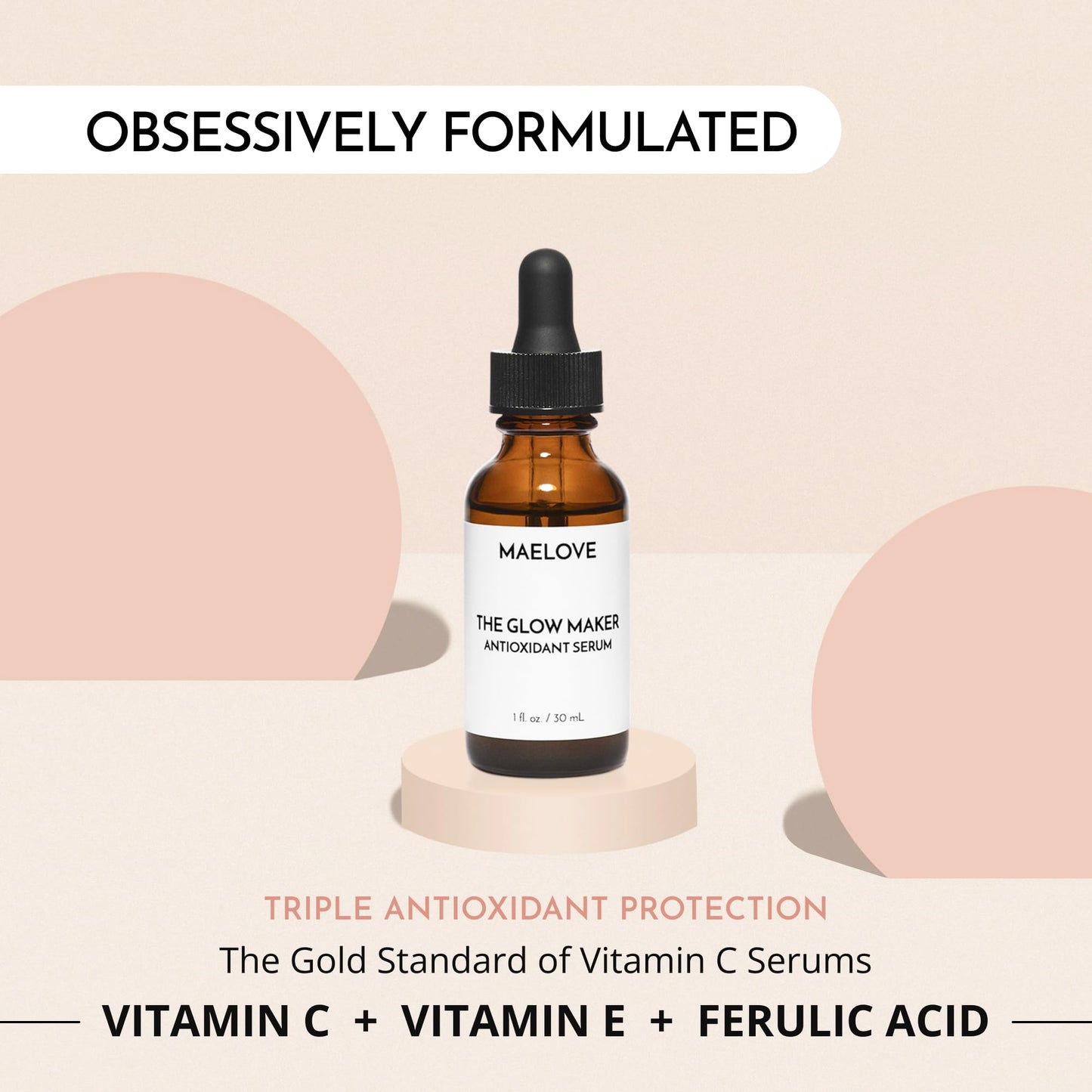MAELOVE Glow Maker Vitamin C Serum with Vitamin E & Ferulic Acid, 1 fl oz