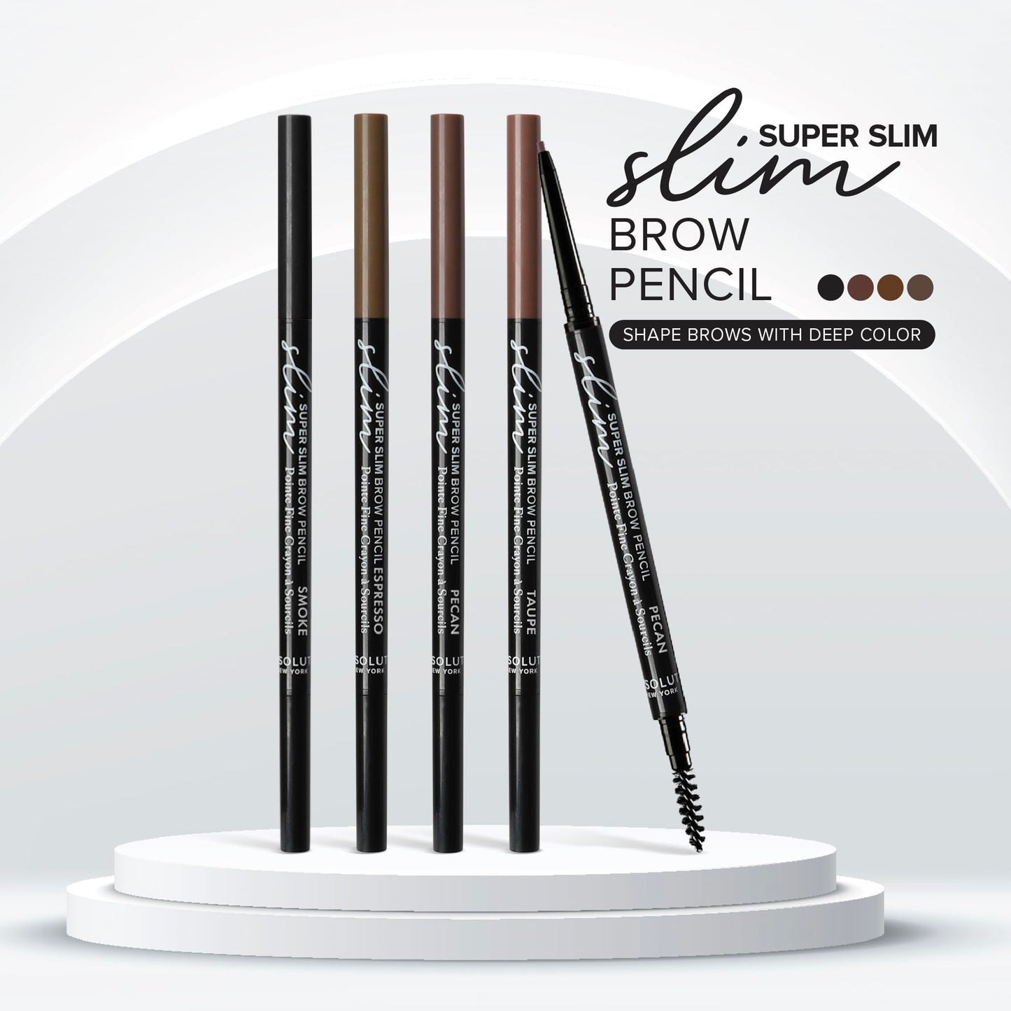 Absolute New York Super Slim Brow Pencil, Fine Point, Dual Ended, Fade Resistant and Long Lasting (Pecan)