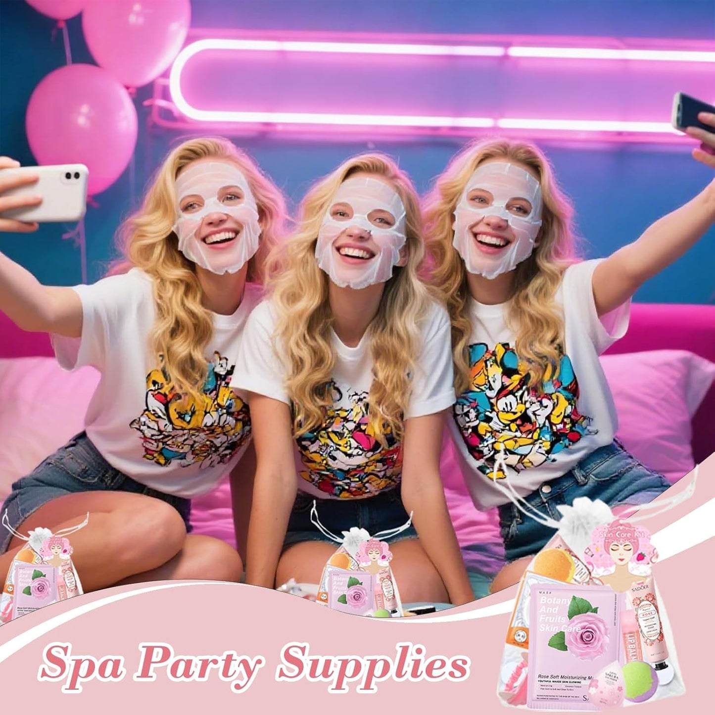 Spa Party Supplies - 68PCS Essentials Set with Hand Cream, Lip Balm & Foot Bath Bombs | Perfect for Birthday & Sleepover Events
