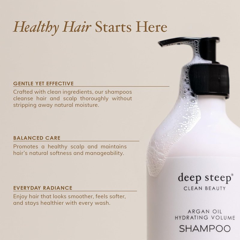Deep Steep Weightless Moisture Shampoo, 17 oz – Hydrating Shampoo with Olive Oil, Raspberry Leaf, Argan Oil, Aloe & Glycerin – Sulfate-Free, Vegan, Clean Beauty Hair Care, Soft & Healthy Hair