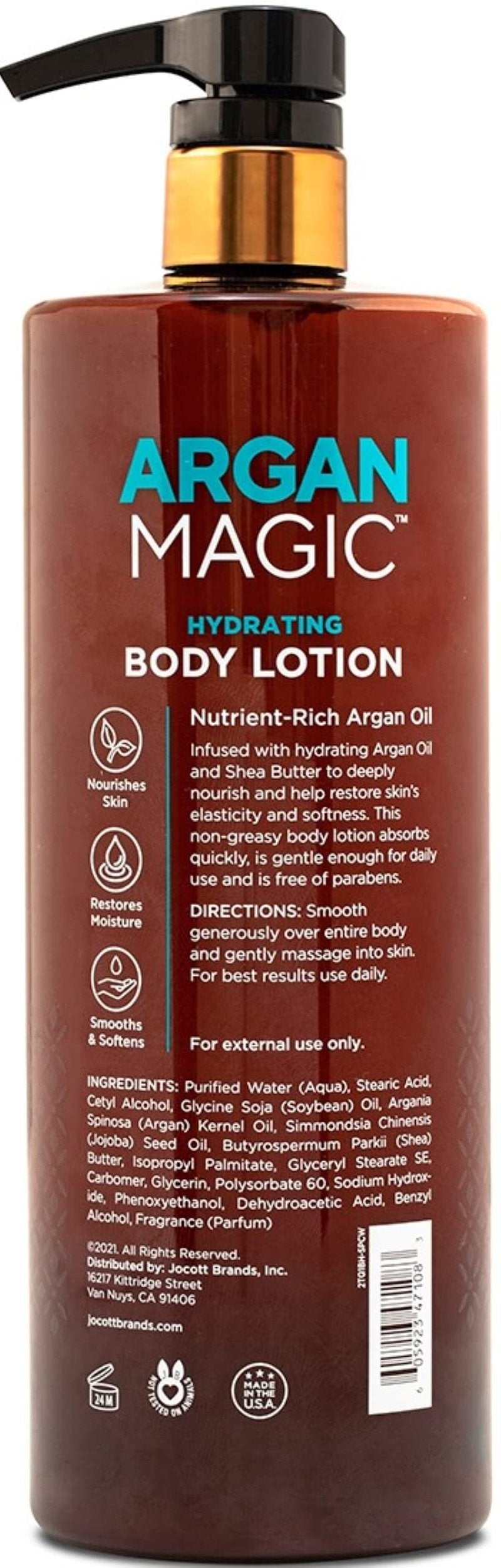 Argan Magic Hydrating Body Lotion with Argan Oil & Shea Butter for Dry Skin - Nourishes Skin, Restores Moisture, Smooths & Softens | Non-Greasy Formula | Paraben Free (32 oz)