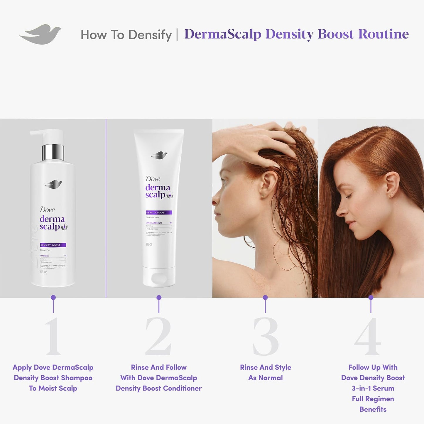 Dove Derma Scalp Thickening Shampoo and Conditioner – Density Boost with Niacinamide, Glycerin, Zinc & Peptides