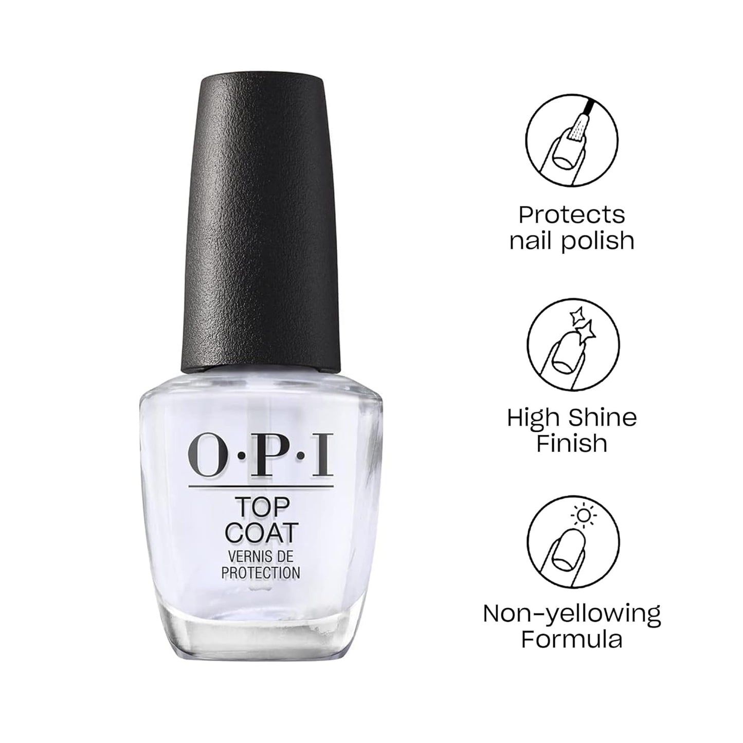 OPI Funny Bunny White Nail Polish Bundle with Top Coat – High Gloss Shine, 0.5 fl oz Each