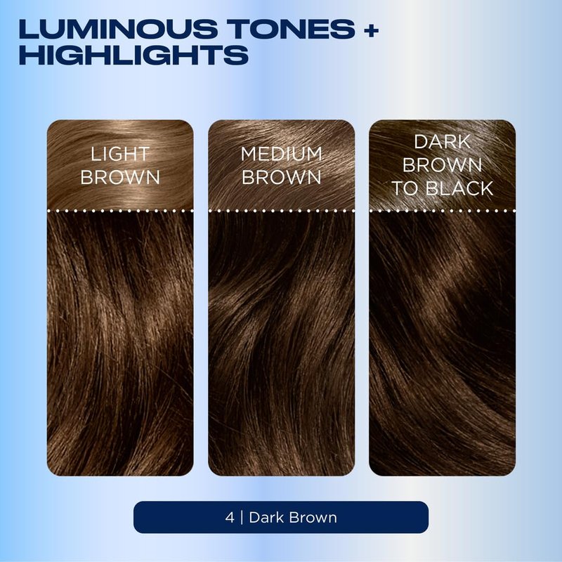 Clairol Nice'n Easy Permanent Hair Dye, 4 Dark Brown | 100% Gray Coverage | Long‑Lasting, Natural‑Looking Color & Shine | Pack of 3