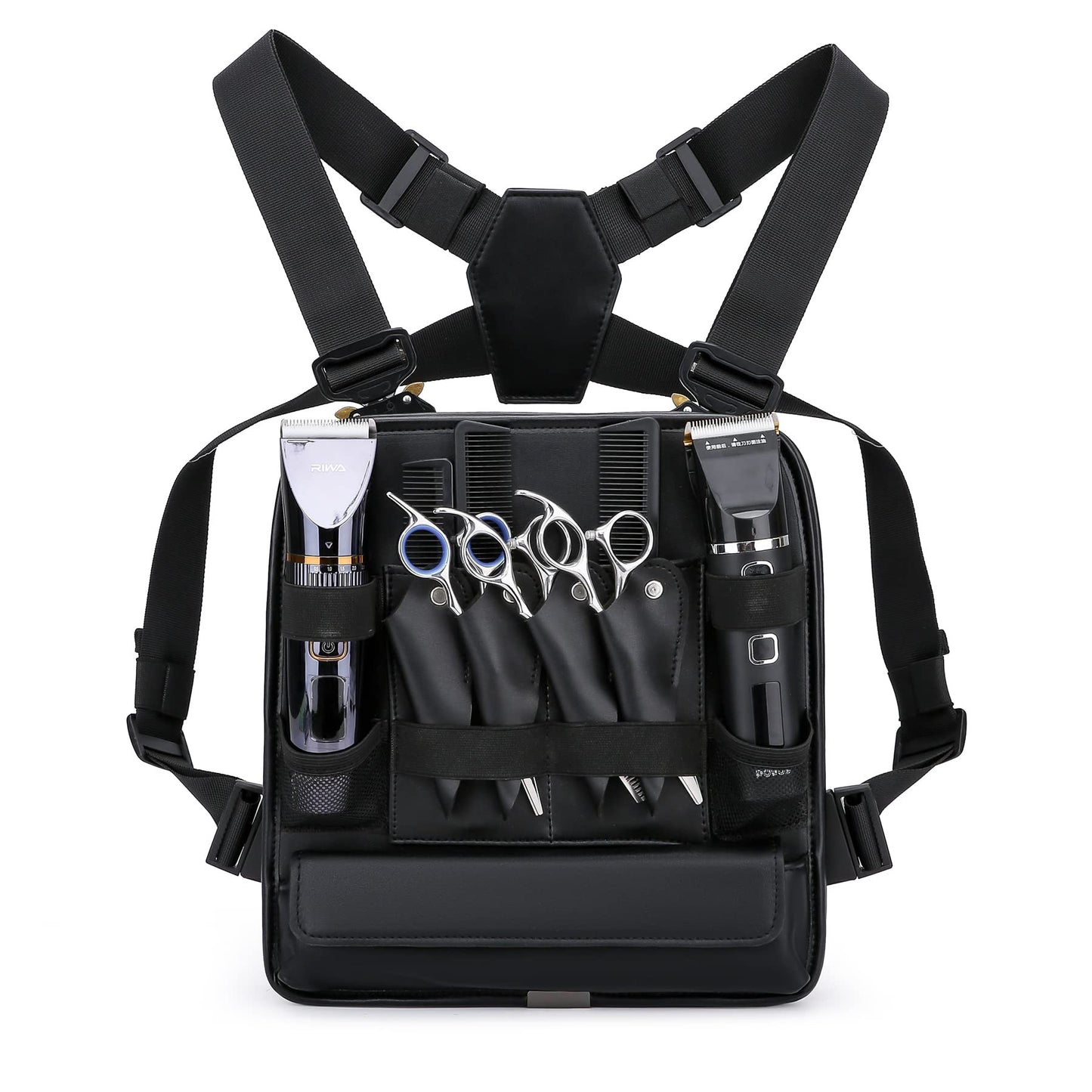 Muserise Leather Fashionable & Functional Chest Rig Bag for Barbers, Stylish Haircut Tools Storage Chest Bag for Barber (Olive)