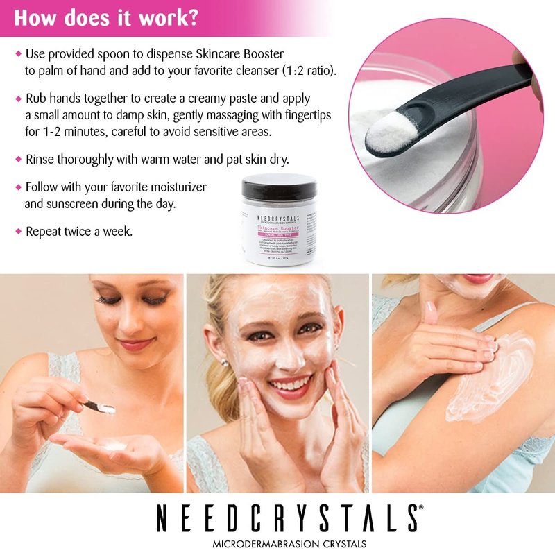 NeedCrystals Microdermabrasion Crystals 8 oz. / 227g. DIY Face Scrub. Natural Facial Exfoliator for Dull or Dry Skin Improves Acne Scars, Blackheads, Pore Size, Wrinkles, Blemishes & Skin Texture