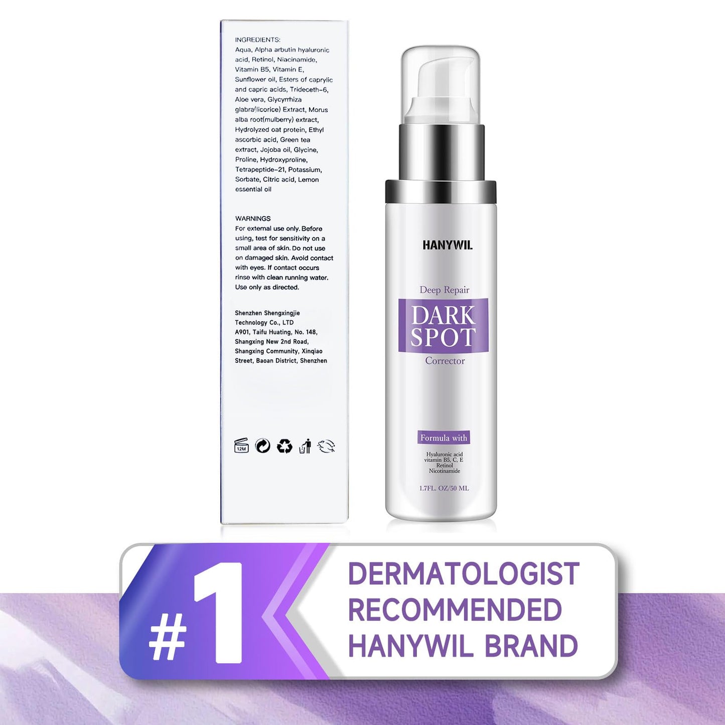 HANYWIL Dark Spot Remover for Face & Body Serum - 2% Retinol + 5% Niacinamide + Vitamin C for Face & Body, Melasma & Hyperpigmentation Treatment,Dermatologist Tested,1.7 Fl Oz