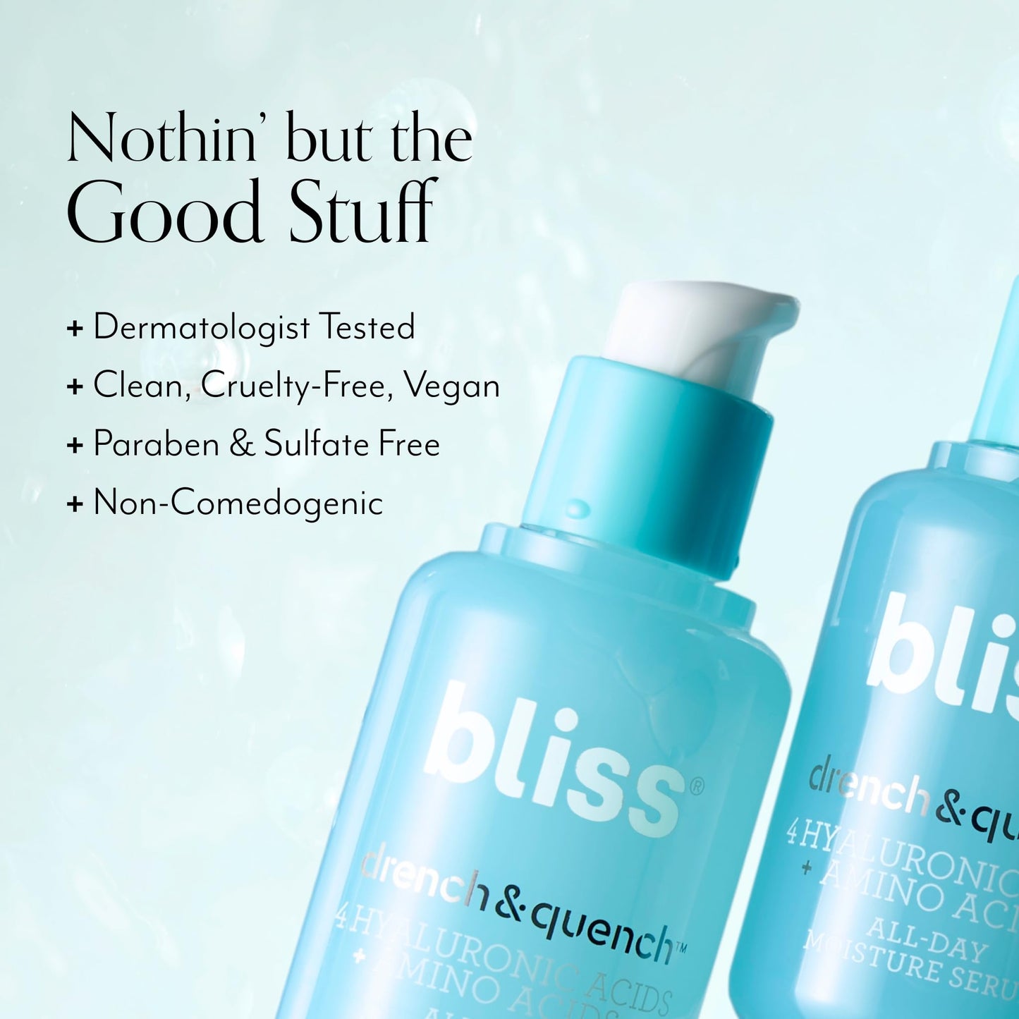Bliss Hydration Duo: Drench & Quench Hyaluronic Acid Facial Serum + Fab Foaming 2-in-1 Cleanser - Clean, Vegan, & Cruelty-Free Skincare