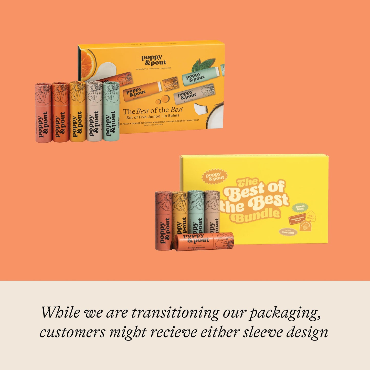 Jumbo Lip Balm Gift Set (5-Pack) | Poppy & Pout All Natural Lip Balms & Moisturizers | Hydrates with Beeswax, Vitamin E, Organic Coconut Oil | Cruelty-Free | Lip Balm in Recyclable Cardboard Tube