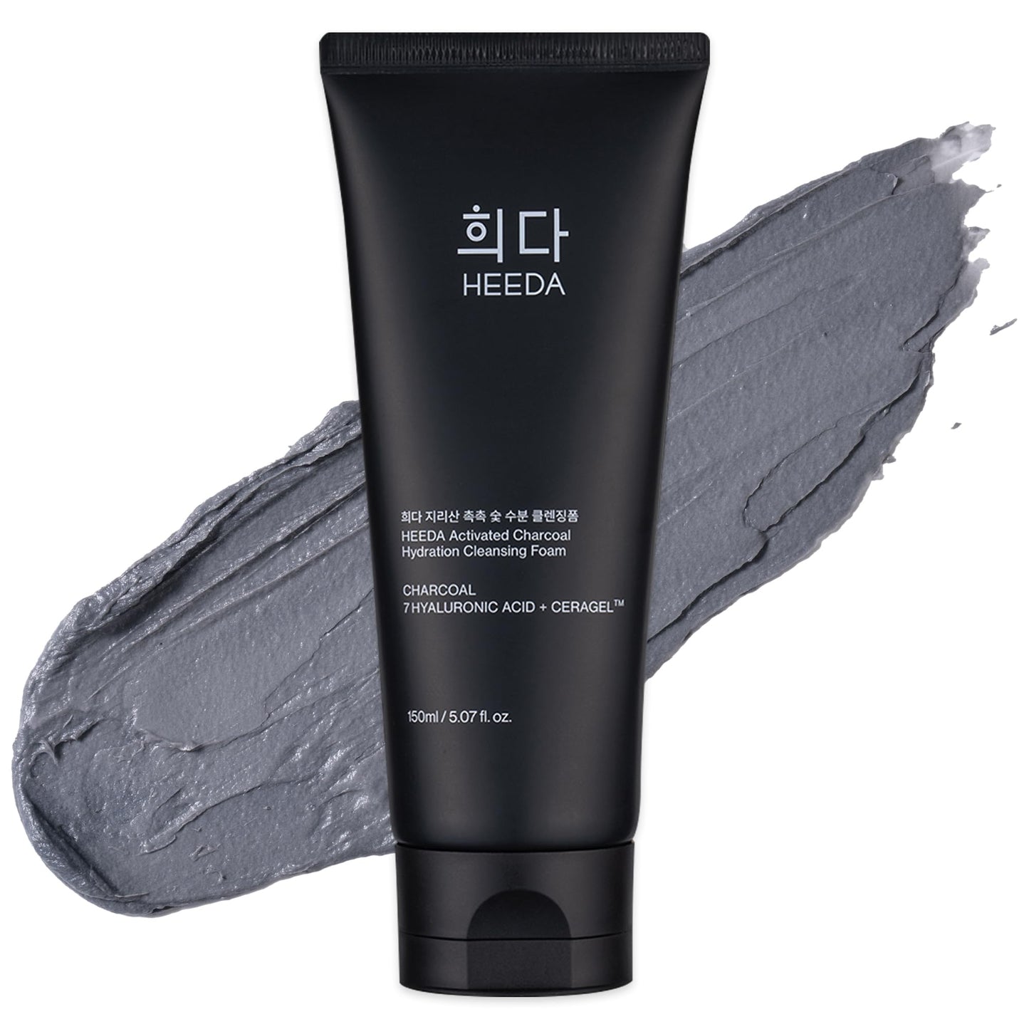 HEEDA Activated Charcoal Hydration Cleansing Foam, Foaming Facial Cleanser, Hyaluronic Acid, Ceramide, Double cleansing, Korean Face Wash, K Beauty Skincare 5.07 fl.oz.