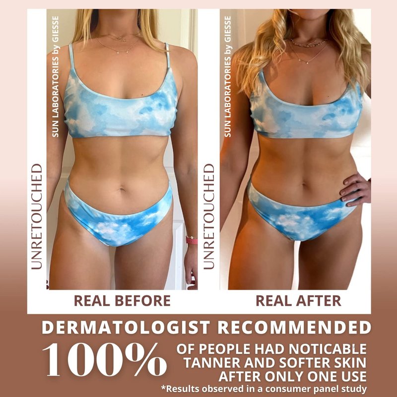 Sun Laboratories By Giesee Tan Overnight Sunless Tanning Lotion and Tanning Mitt - Self Tanning Lotion, Organic Self Tanner Ultra Dark, Pregnancy Safe, Non-Toxic, Instant Long Lasting, Travel Size