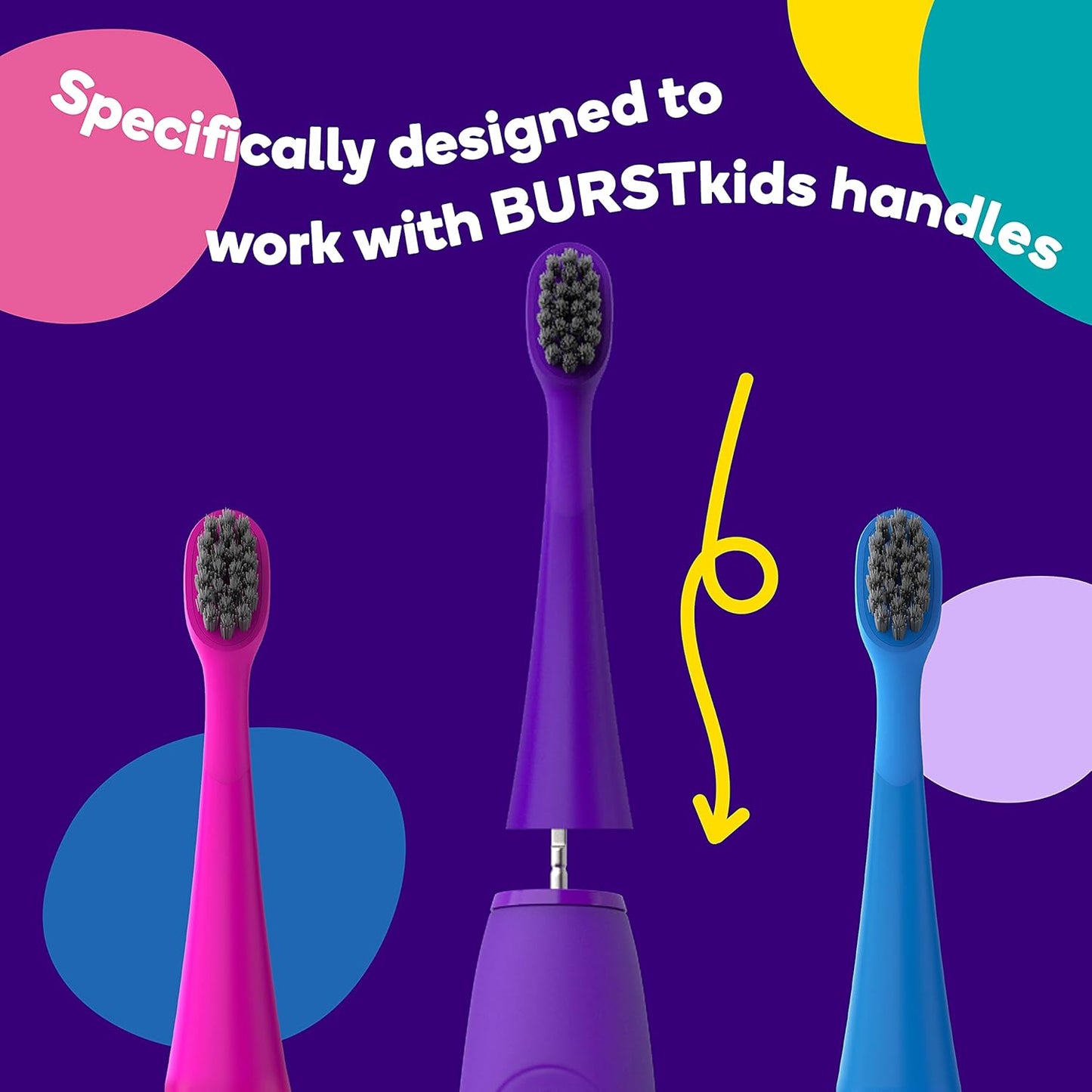 Genuine BURST Kids Electric Toothbrush Replacement Heads - Ultra Soft Bristles | Blue | 3-Pack for 9 Months Supply