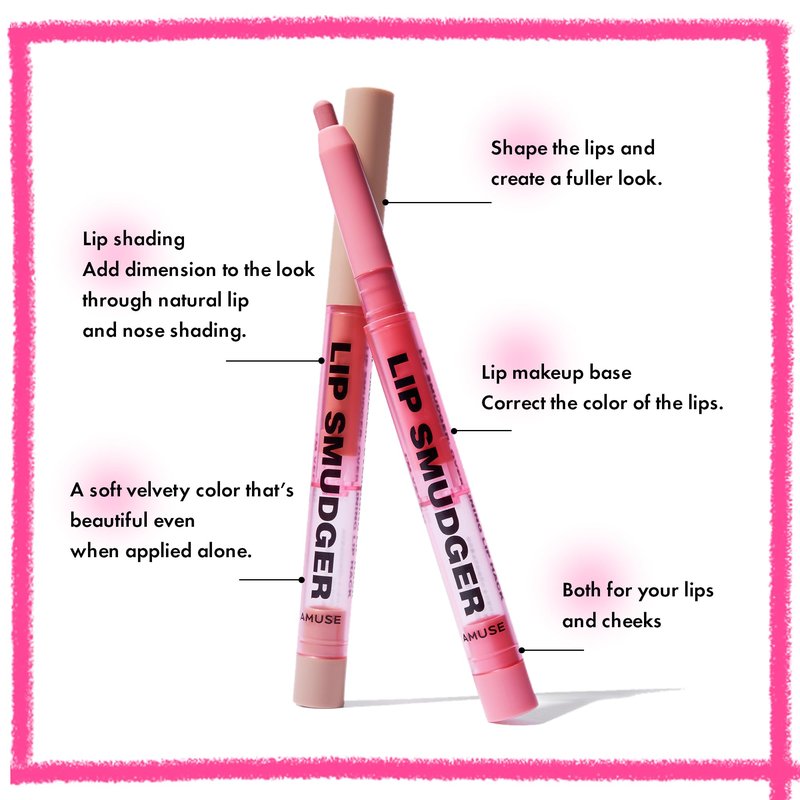 Amuse SEOUL Lip Smudger (00 SHADING) - Natural Shadow Beige, Lip Liner Pencill, Creamy Lip Crayon, Smooth Velvet Texture, Multi-Use Lipliner, Overlip Line Color, Vegan, Korean Beauty