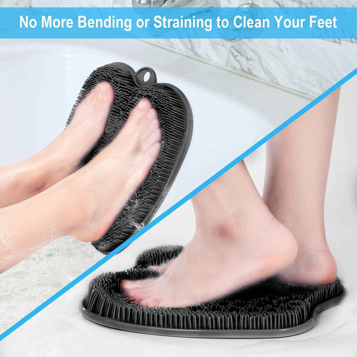 2-Pack Shower Foot Scrubber Mats - Exfoliating Foot Cleaners for Easy Shower Use