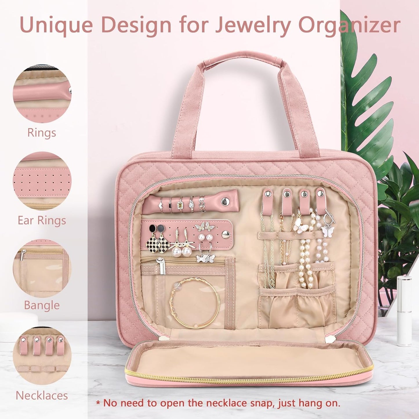 TSA Approved Toiletry Bag - Hanging Travel Organizer with Jewelry Compartment | Large Makeup Bag for Business & Camping