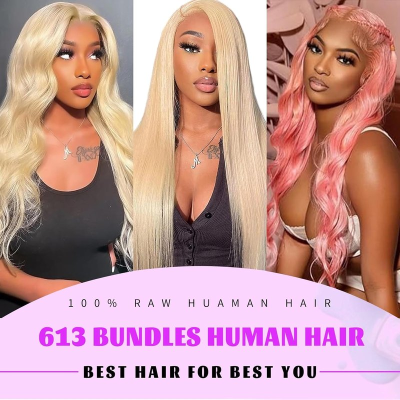 Blonde Body Wave Hair Bundles - 16 Inch 100% Unprocessed Brazilian Virgin Hair | 12A Grade Extensions