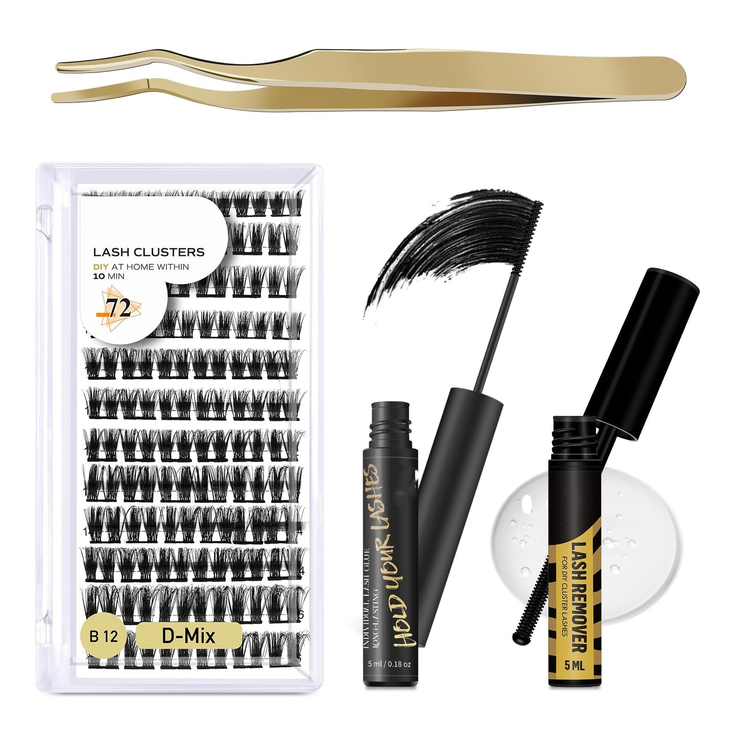 DIY Lash Extension Kit B12 Lash Cluster DIY Eyelash Extension Kit Individual Lashes Eyelash Clusters (Kit,B12)