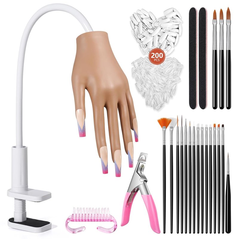 Acrylic Nail Practice Hand - Flexible Mannequin for Beginners | Secure Nail Tips & Realistic Design