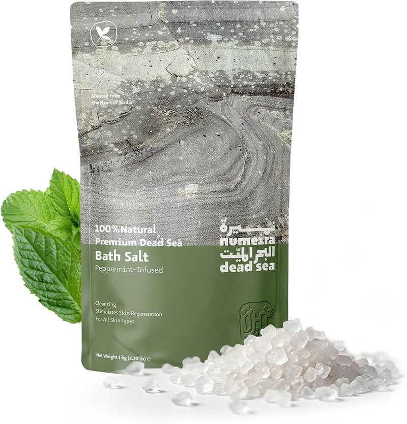 Dead Sea Salts for Soaking - Natural Coarse Bath Salts with Peppermint Oil | 2.2 lb Relaxing Body Soak